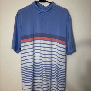 Matte Grey Blue Striped Polo Shirt